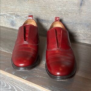 Frye Women's Red Leather Loafer Shoes - Annie Oxford